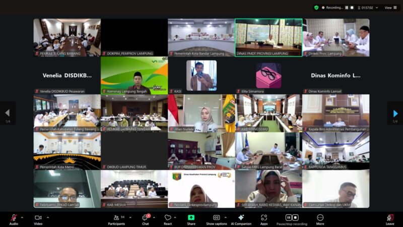 Pemprov Lampung Gelar Rakor Keamanan Pangan, Penanganan dan Pencegahan Keracunan Makanan Program MBG secara Virtual