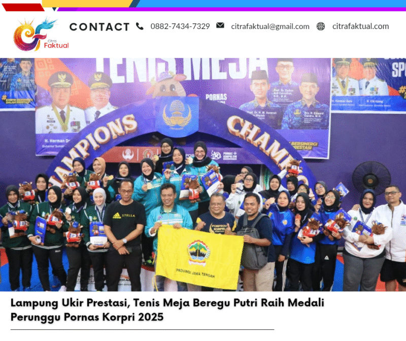 Lampung Ukir Prestasi, Tenis Meja Beregu Putri Raih Medali Perunggu Pornas Korpri 2025