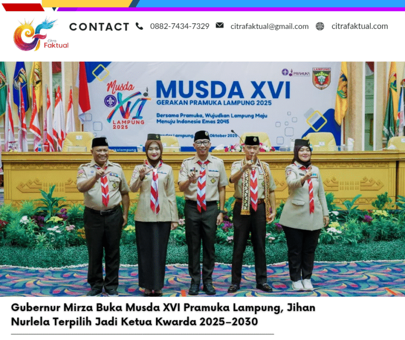 Gubernur Mirza Buka Musda XVI Pramuka Lampung, Jihan Nurlela Terpilih Jadi Ketua Kwarda 2025–2030