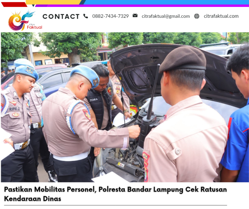 Pastikan Mobilitas Personel, Polresta Bandar Lampung Cek Ratusan Kendaraan Dinas