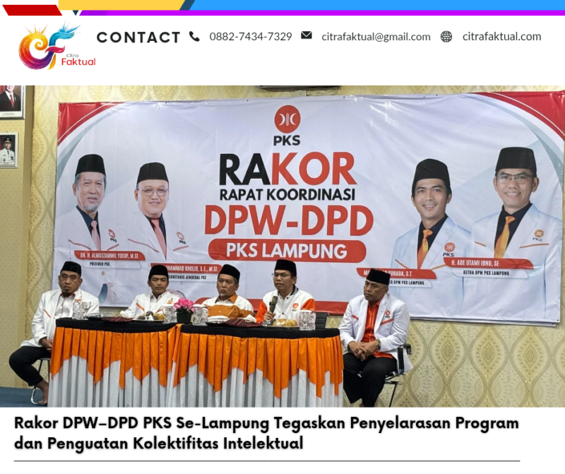 Rakor DPW–DPD PKS Se-Lampung Tegaskan Penyelarasan Program dan Penguatan Kolektifitas Intelektual