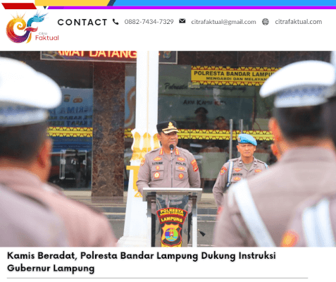 Kamis Beradat, Polresta Bandar Lampung Dukung Instruksi Gubernur Lampung