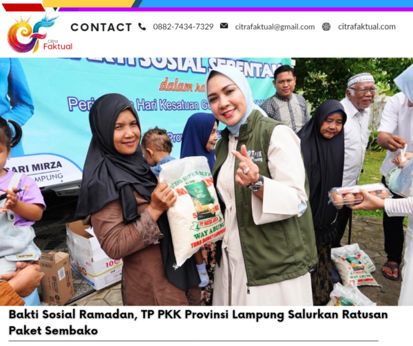 Bakti Sosial Ramadan, TP PKK Provinsi Lampung Salurkan Ratusan Paket Sembako