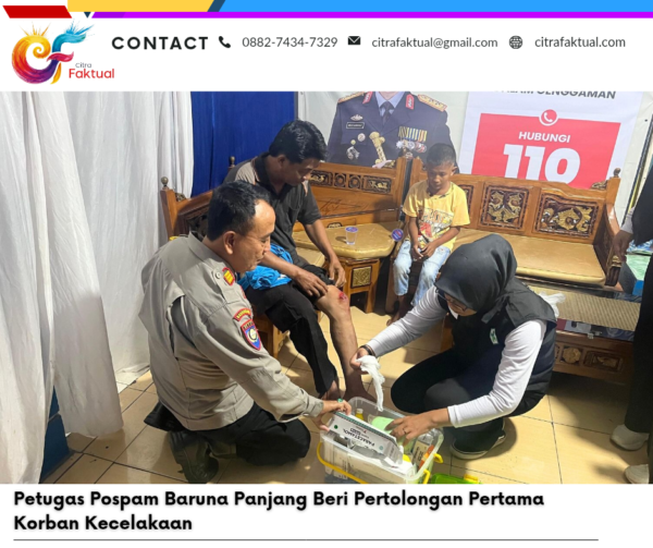 Petugas Pospam Baruna Panjang Beri Pertolongan Pertama Korban Kecelakaan