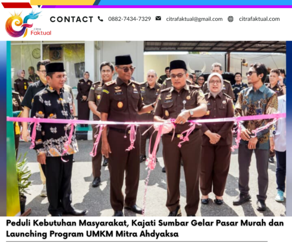 Peduli Kebutuhan Masyarakat, Kajati Sumbar Gelar Pasar Murah dan Launching Program UMKM Mitra Ahdyaksa