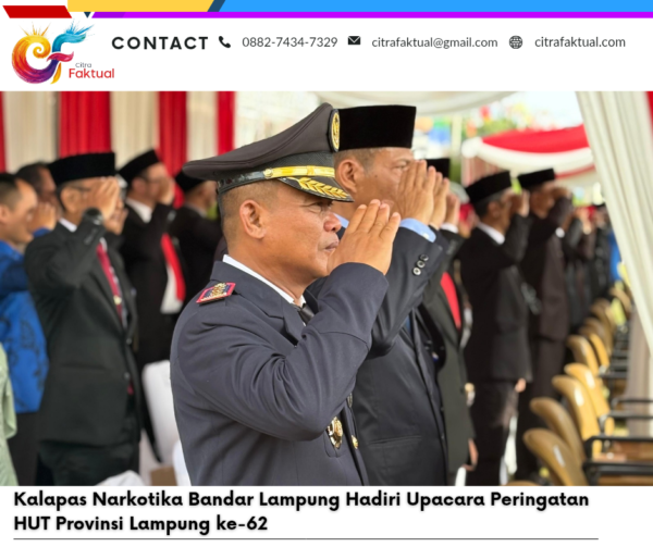 Kalapas Narkotika Bandar Lampung Hadiri Upacara Peringatan HUT Provinsi Lampung ke-62