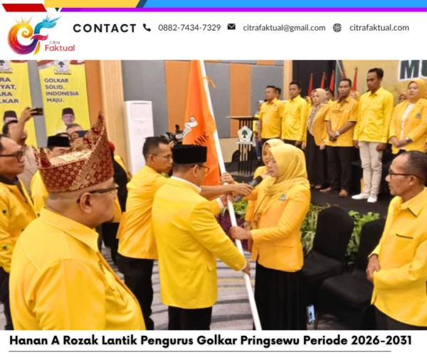 Hanan A Rozak Lantik Pengurus Golkar Pringsewu Periode 2026-2031