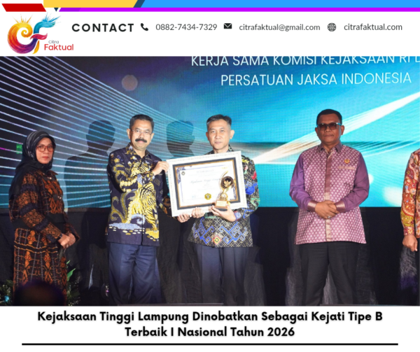 Kejaksaan Tinggi Lampung Dinobatkan Sebagai Kejati Tipe B Terbaik I Nasional Tahun 2026